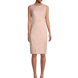 CALVIN KLEIN BLUSH FAUX SUEDE SLEEVELESS SHEATH DRESS